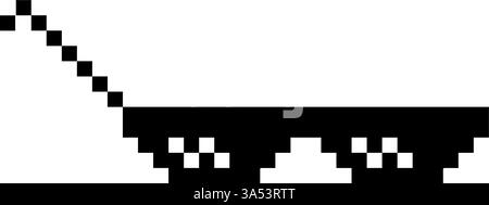 Lustige Pixelige Sonnenbrille. Einfache lineare Abbildung einer 8-Bit-Boss-Brille mit schwarzem Pixel. Stilvolle Brille, großartiges Design für jeden Zweck Stock Vektor