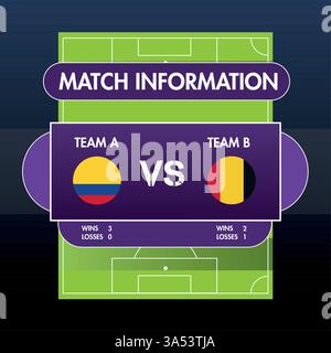 Farbige Fußball-Match-Informationsvorlage Vektor Stock Vektor