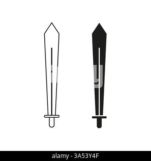 Schwert-Symbol-Set. Symbol der Klingenwaffe. Krieger-Werkzeug-Bild. Illustration des Vektorkampfes. Stock Vektor