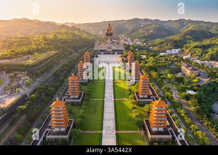 Luftbild des Fo Guang Shan Buddha Tempel in Kaohsiung, Taiwan Stockfoto
