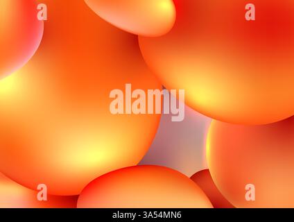 Leuchtende orangefarbene 3D-Kugeln mit weichem Leuchteffekt, die einen dynamischen und modernen abstrakten Hintergrund schaffen, der perfekt für kreatives Design, Technologie und f Stock Vektor