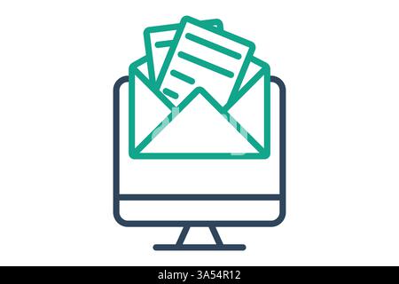 Newsletter-Symbol. Liniensymbolstil. Symbol für digitales Marketing. Vektorillustration für Geschäftselemente Stock Vektor