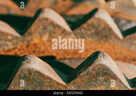 Rostiges Eisen auf alter Pferdetrommel für die Landwirtschaft Stockfoto