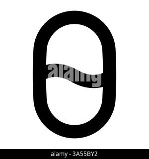 Schwarzer griechischer Buchstabe Theta mit einer glatten wellenförmigen Mitte Stock Vektor