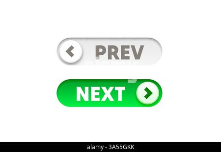 Aus ein Taste Weiter zurück, Schalter ui isoliert weißer Hintergrund. Vektor Stock Vektor
