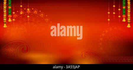 Illustration der Hintergrunddekoration für Happy Diwali, Dussehra Indian Holiday Festival Hintergrundvorlage für Banner der Verkaufsförderungswerbung Stock Vektor