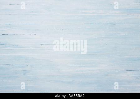 Ein strukturierter hellblauer Holzhintergrund mit einer rustikalen, verwitterten Oberfläche für grafische Designprojekte Stockfoto