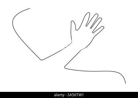 Durchgehende, einzeilige menschliche Handgesten zeichnen mit einem schwarz-weißen Vektorsymbol Stock Vektor