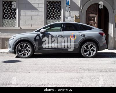 Cremona, Italien 15. März 2025 Dayan Gray Audi Q4 Sportback 40 e tron S Line parkte auf der Straße Stockfoto