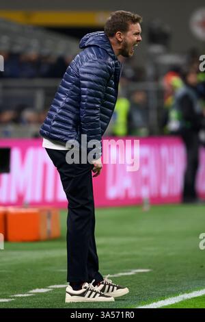 Julian Nagelsmann, Cheftrainer der Bundesrepublik Deutschland, reagierte beim Fußballspiel der UEFA Nations League zwischen Italien und Deutschland im San Siro Stadion in Mailand (Italien) am 20. März 2025. Stockfoto