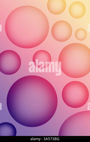 Illustration von Gradient Purple Pink 3D Kugeln in verschiedenen Größen für abstrakten Hintergrund Stockfoto
