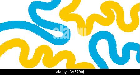 Hintergrund mit gepixeltem Liniermuster. Abstrakte Formen mit lustigen farbigen Elementen. Grafikkunst für Kinder. Stock Vektor