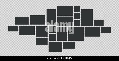 Vorlage für Fotocollage. Komposition mit Rahmen für Bilder. Layout-Raster für Bilder entwerfen. Einfache Vektor-Galerie auf transparentem bg als PNG. Stock Vektor