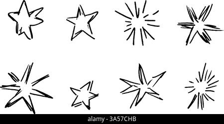 Handgezeichnete Star Shapes Kollektion Stock Vektor