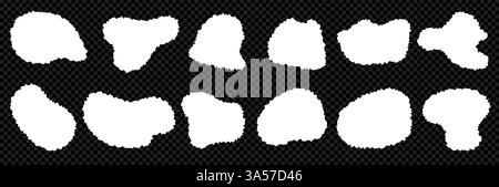 Satz Papier mit weißer Kante. Abgerissene Formen von Quadrat und Rahmen. Vektor transparenter Hintergrund als PNG... Kit für gezackte Formulare Stock Vektor