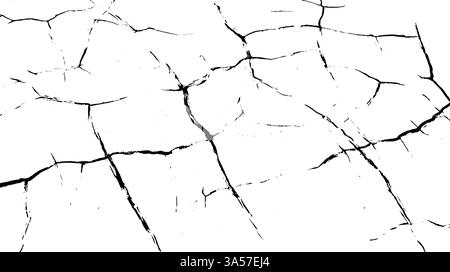 Ein strukturierter Hintergrund mit einem Muster aus schwarzen Rissen auf einer weißen Oberfläche für einen auffälligen Kontrast. Ideal für Design und Kunst Stock Vektor