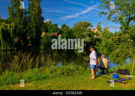 Frankreich, Indre (36), Le Blanc, La Creuse, Fischer Stockfoto