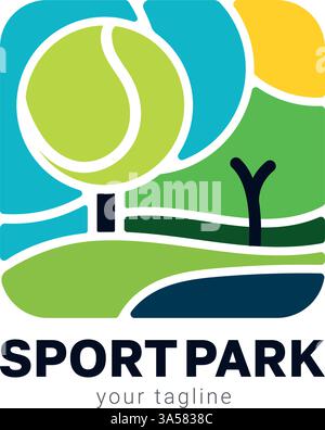 Tennis Logo , Naturpark für Familien . Einfaches, sauberes Design für Ihre Sportmarke. Stock Vektor