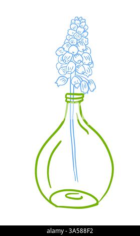 Blume in einer Linie in einer Vase. Handzeichnung. Nicht AI, Vektorillustration Stock Vektor