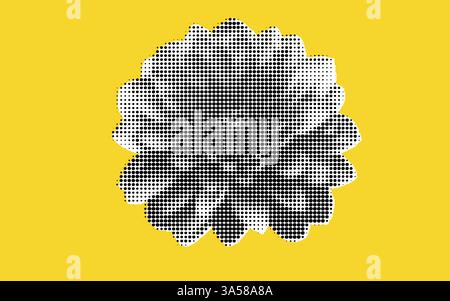 Stilisierte Schwarzweiß-Blume auf gelbem Hintergrund Stock Vektor