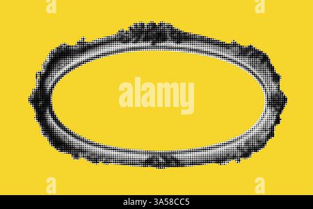 Kreative Collage mit Halbtonrahmen vor leuchtendem gelbem Hintergrund, die künstlerischen Ausdruck und verspieltes Design weckt Stock Vektor