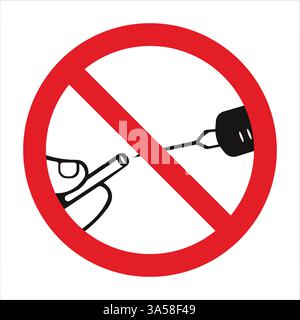 Rotes Verbotszeichen durch Spritzenspritzen zur Förderung eines gesunden Lebensstils und zur Drogenprävention Stock Vektor