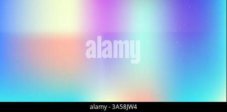 Aura-Hintergrund mit gefaltetem Papiereffekt. Überlagerte Textur mit Punkten und Kratzern. Trendiger vibrierender Vektor-Hintergrund. Holografische Regenbogenfarben Stock Vektor
