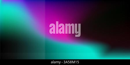 Schwarzer Überlagerungshintergrund mit holografischen Highlights in Aquamarin und Lila. Zerknitterte Papierstruktur. Vektorhintergrund mit rosa Reflexen. Stock Vektor