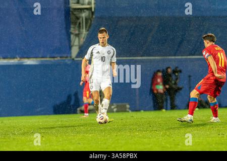 Andorra La Vella, Andorra: 21. März 2025: Janis Ikaunieks aus Lettland im Rahmen des Qualifikationsspiels zur FIFA Fussball-Weltmeisterschaft 2026 zwischen Andor Stockfoto