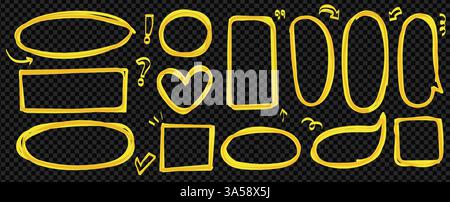 Satz quadratischer Rahmen mit Rillenelementen. Textfelder auf transparentem Hintergrund als PNG. Süß und lustig. Wellenlinie und Wolken. Trendige Vorlage Stock Vektor