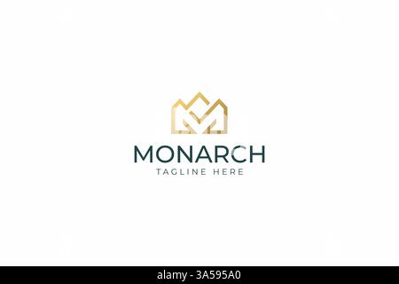 Elegantes Monarch-Logo-Design für Premium-Branding mit abstraktem Buchstaben M und Kronenkonzept Stock Vektor