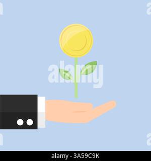 Hand mit Geldbaum, Symbol für Investitionskonzept Business Design Stock Vektor
