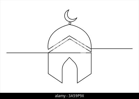 Eine durchgehende Linienzeichnung der Moscheevektorillustration Stock Vektor
