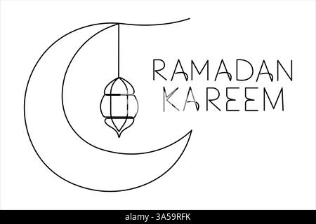 Ramadan Kareem kontinuierliche eine Linie Kunstzeichnung von Eid Mubarak islamische Dekoration Design Umrissvektor Stock Vektor