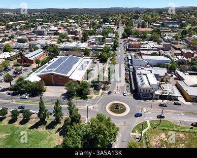 Luftaufnahme des Stadtzentrums von Castlemaine, Victoria Australien Stockfoto