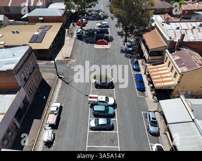 Luftaufnahme des Stadtzentrums von Castlemaine, Victoria Australien Stockfoto