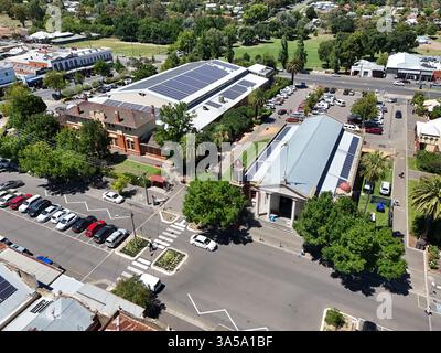 Luftaufnahme des Stadtzentrums von Castlemaine, Victoria Australien Stockfoto