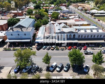 Luftaufnahme des Stadtzentrums von Castlemaine, Victoria Australien Stockfoto