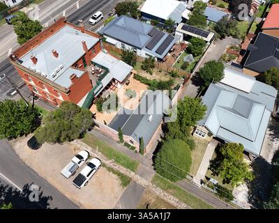 Luftaufnahme des Stadtzentrums von Castlemaine, Victoria Australien Stockfoto