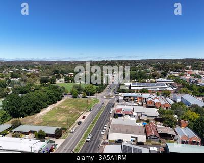 Luftaufnahme des Stadtzentrums von Castlemaine, Victoria Australien Stockfoto