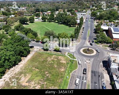 Luftaufnahme des Stadtzentrums von Castlemaine, Victoria Australien Stockfoto