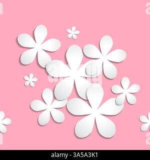 Abstrakte nahtlose Papierblumen auf rosa Hintergrund Stock Vektor