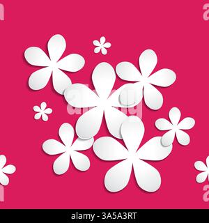 Abstrakte nahtlose Papierblumen auf rosa Hintergrund Stock Vektor