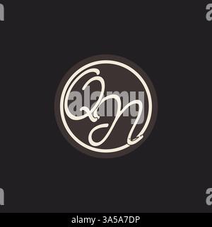 Initial Letter QN Monogramm Logo mit einfacher und kreativer Kreisellinie Design Ideen Vektorgrafik Stock Vektor