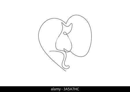 Cat-Symbol für einzelne Linien und Out-Line-Vektor Stock Vektor