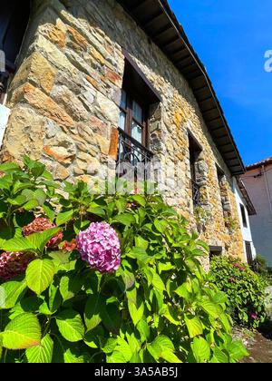 Fassade des Hauses. Espinaredo, Asturien, Spanien. Stockfoto