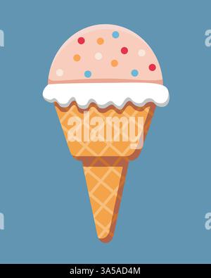 Eiscreme in einem Waffelbecher - eine klassische Vektor-Illustration Stock Vektor