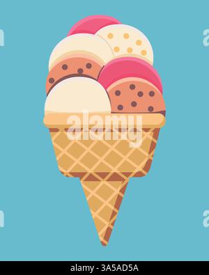 Eiskugeln im Waffelbecher, Vektordesign Stock Vektor
