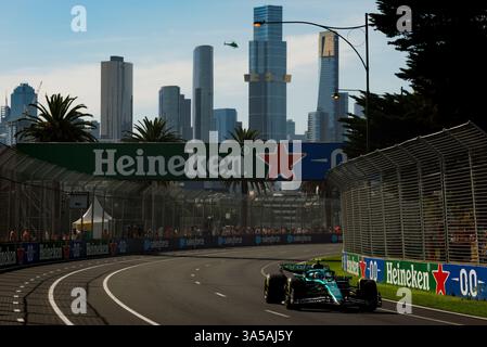 Albert Park, 14. März 2025: Fernando Alonso (ESP) von Aston Martin beim AMR25 während des Formel-1-Grand-Prix 2025 in Australien. Stockfoto