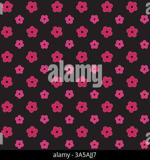Nahtlose rosa Blume auf schwarzem Hintergrund Stock Vektor